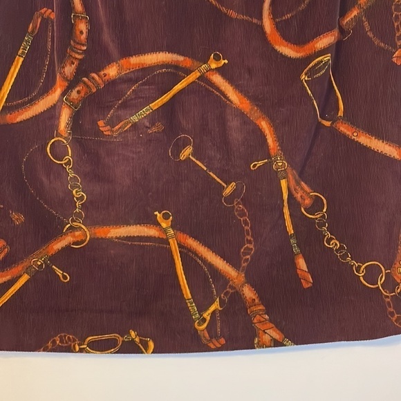 Talbots Petite Maroon Corduroy Horse Bit Bridle Design Mini Skirt size PM - Picture 11 of 15
